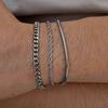 3pcs/set Cuban Chain Bracelet for Men,Classic Stainless Steel Stacked Bracelet,Punk Basic Chains Jewelry Gifts