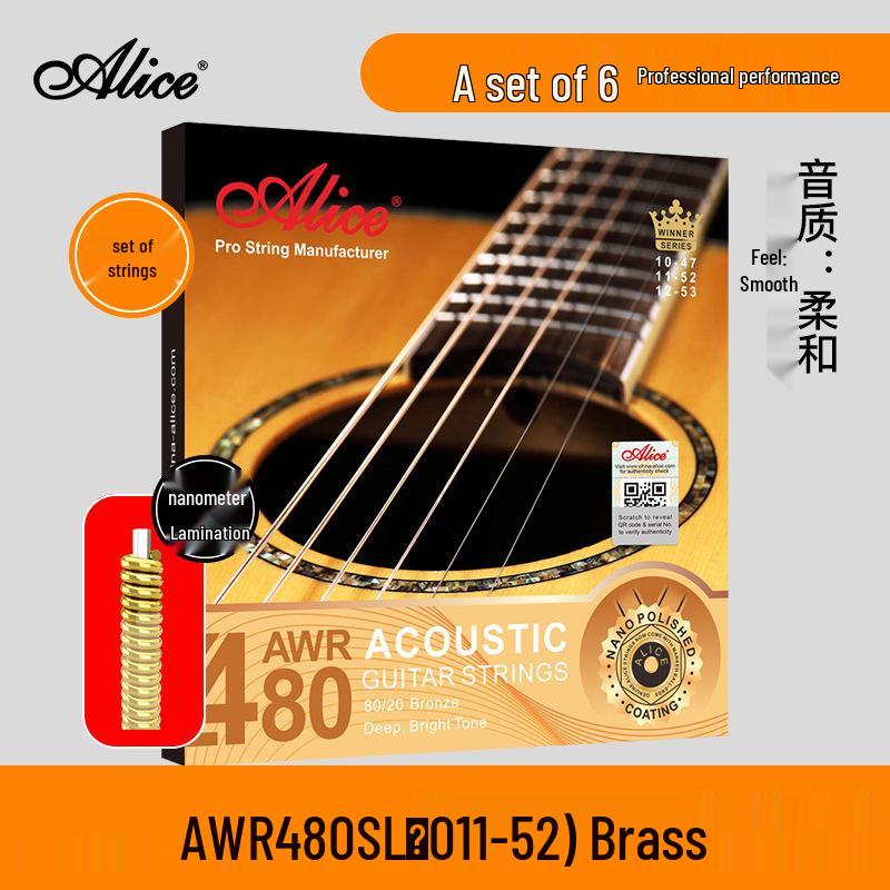 Alice Folk Guitar Strings Set: 6 Rust-Proof Steel Core Strings for Acoustic Guitars
