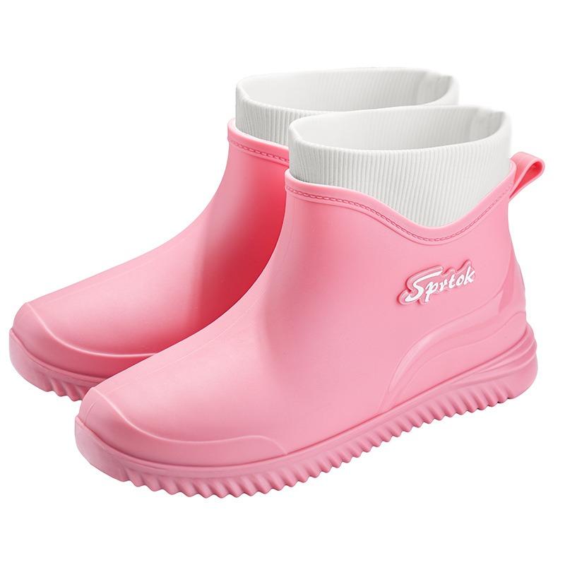 Modische kurze Mädchen-Regenstiefel, niedrig geschnitten, wasserdichte Schuhe, Küchen-Niedrigrohr-Gummischuhe, Autowasch-Wasserschuhe, Regenstiefel mit Plus-Baumwolle