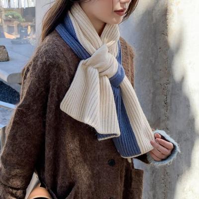 Women Scarf Patchwork Color Soft Comfortable Wrap Around Design Winter Scarf Neck