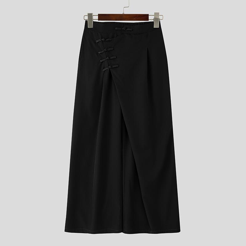 INCERUN Men High Waist Back Elastic Traditional Knot Casual Long Trousers Pants 4XL
