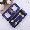 Heart-shaped Golden Spoon & Fork Gift Set