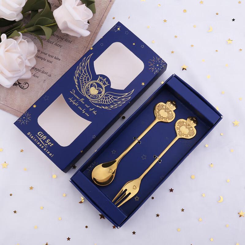 

Heart-shaped Golden Spoon & Fork Gift Set
