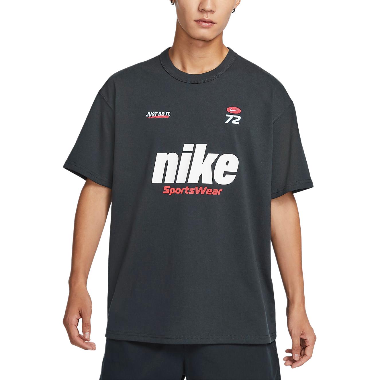 

Nike Sportswear Premium Essentials Letter Print Crew Neck Short Sleeve T-Shirt Men Tops Gray Black HQ1570045 S