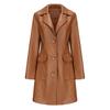 Fashion Women Slim Fit Pu Leather Jacket Long Sleeve Lapel Collar Zipper Outerwear for Fall Winter