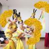 Mehrschichtiger Pfingstrosenblatt Tanzfächer Chinesischer Stil Blumen Faltfächer Yangko Performance Fächer Geschenk
