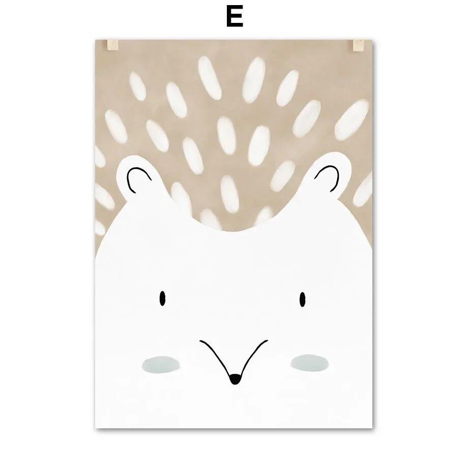 Deer Fox Rabbit Bear Hedgehog Woodland Nursery Wall Art Print Canvas Painting Nordic Poster Wall Pictures Baby Kids Room Decor