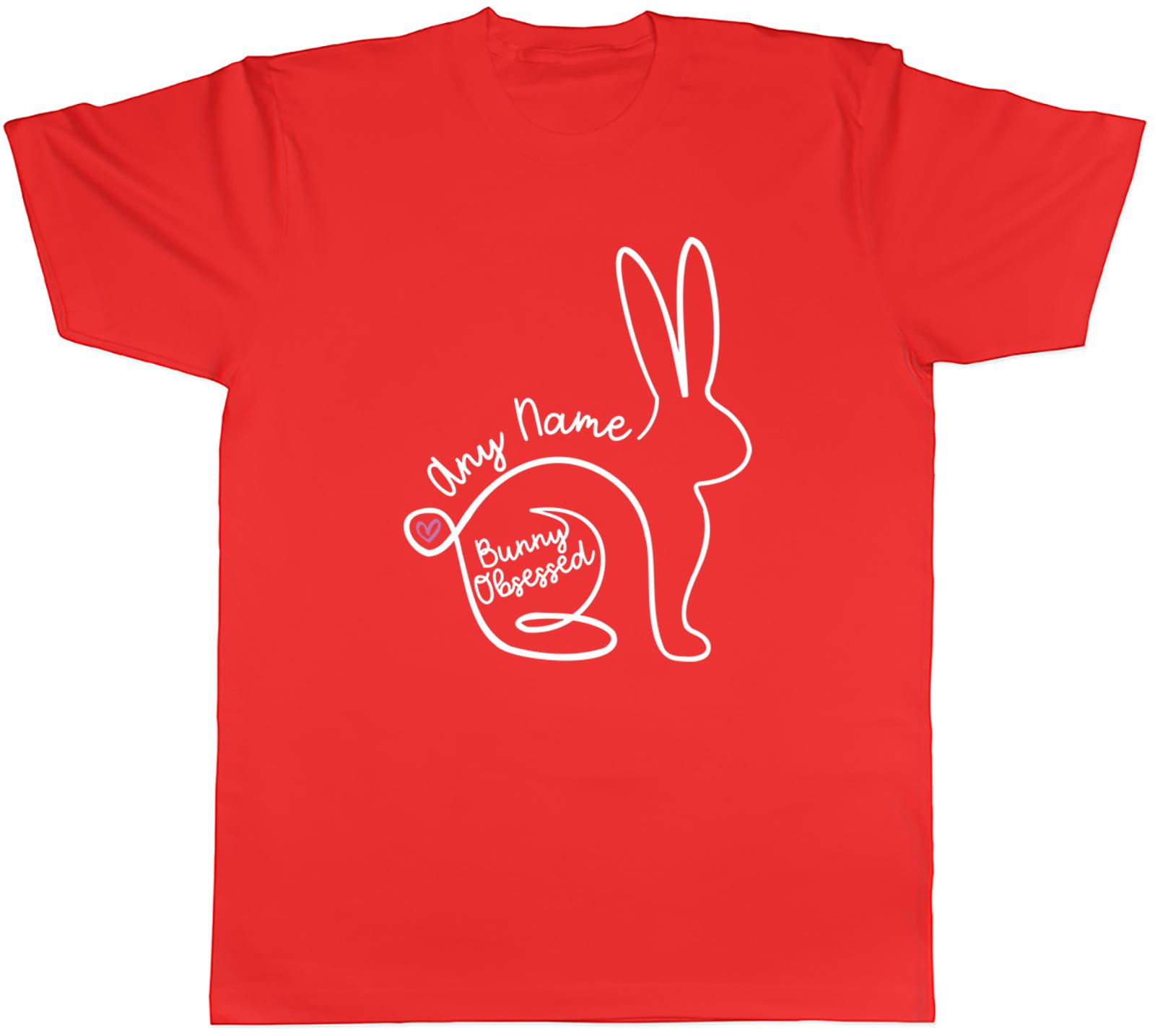 Personalised Any Name Bunny Obsessed Rabbit Lover Unisexs TShirt Tee Gift Top S