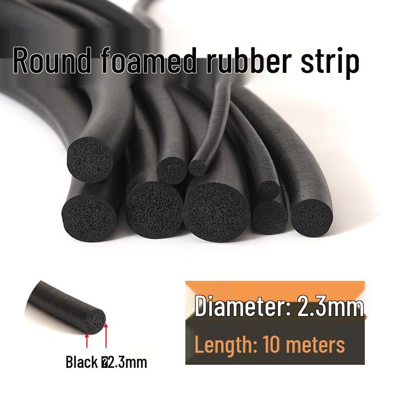 Round EPDM Foam Rubber Strip for Sealing Electrical Cabinets & Furniture - Black