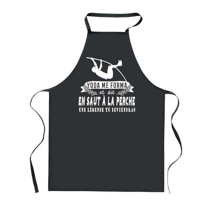 Tablier de cuisine - PLANETEE - Saut à la Perche Légende - Noir - 90x60 cm - Polyester résistant, impression France