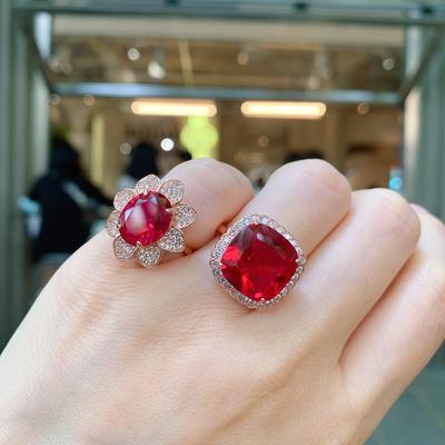 Schmuck Beliebt Retro Simulation Farbe Schatz Roségold Rubinring Hauptstein 14 * 14