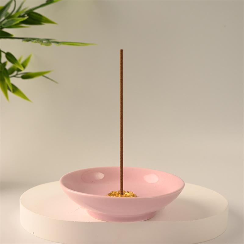 Minimalist Ceramic Incense Stick Holder - Round Colored Plate for Home Decor