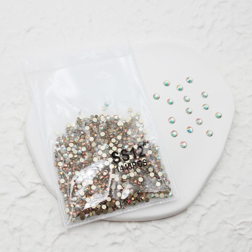 1440 Nail Art Flat Bottom Diamond Sparkle Coated Small Round Diamond Ab Symphony Gold Bottom Nail Decorative Diamond Accessories