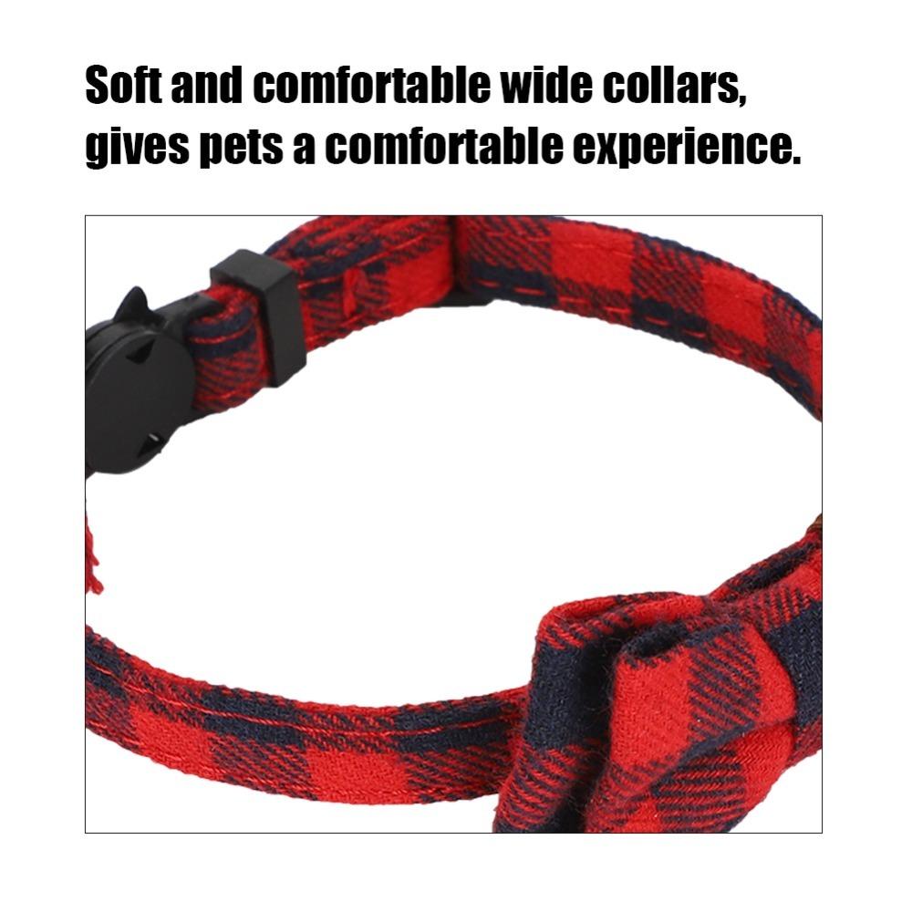 Adjustable Cat Collar Plaid Bowtie Collar Cute Kitten Collar Pets