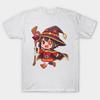 Asya Beden Pamuklu Unisex Tişört Baskılı Tişört Megumin Chibi Patlama Büyücüsü Sanat Tişört Kesilmemiş Baskı Normal Kesim