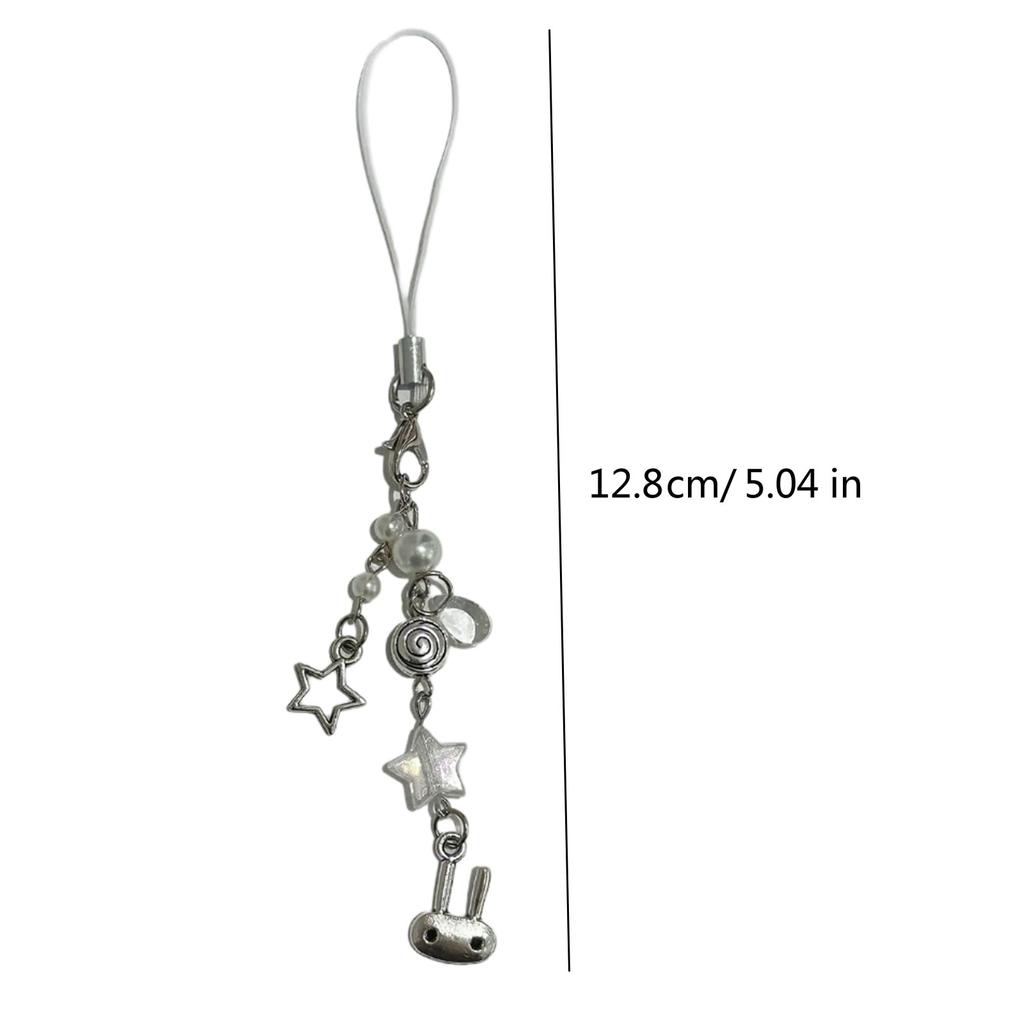 Chic Heart Phone Accessory Trend Phone Charm for Women Girls Beaded Keychain Bag Purse Backpack Wallet Decorations