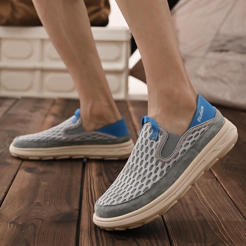 Men's Mesh Casual Shoes Thin Soled Comfortable Hiking Shoes Breathable Simple Odor Proof Wear Resistant Outdoor Versatile