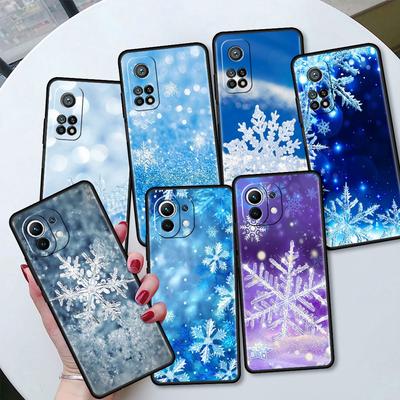 Miękkie Silikonowe Etui Dla Xiaomi Mi 11 Lite 5G NE 11T Pro 12S Ultra 12 Note 10 10T 9T Pokrowiec na Telefon Bumper Funda Śnieżnobiały Płatek Śniegu