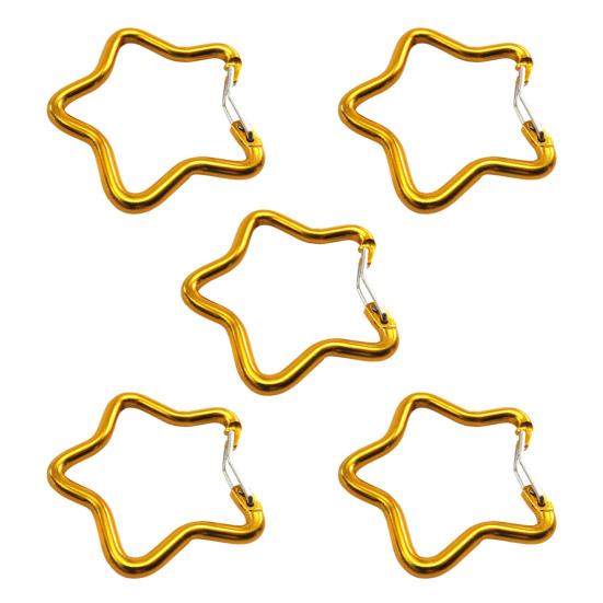 

5 шт. карабин в форме пятиконечной звезды, прочный алюминиевый сплав, портативный, легкий золотистый