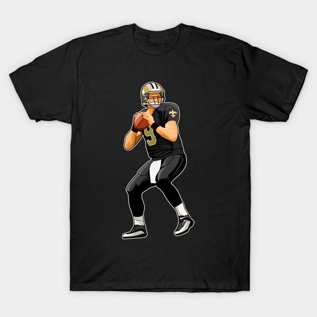

Men Black Print T-shirt Drew Brees #9 Passes The Ball No-Cut Transfer Paper Print Cotton Tshirt 2XL чорний