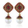 Retro Indian Alloy Rice Bead Tassel Earrings with Scenic Design