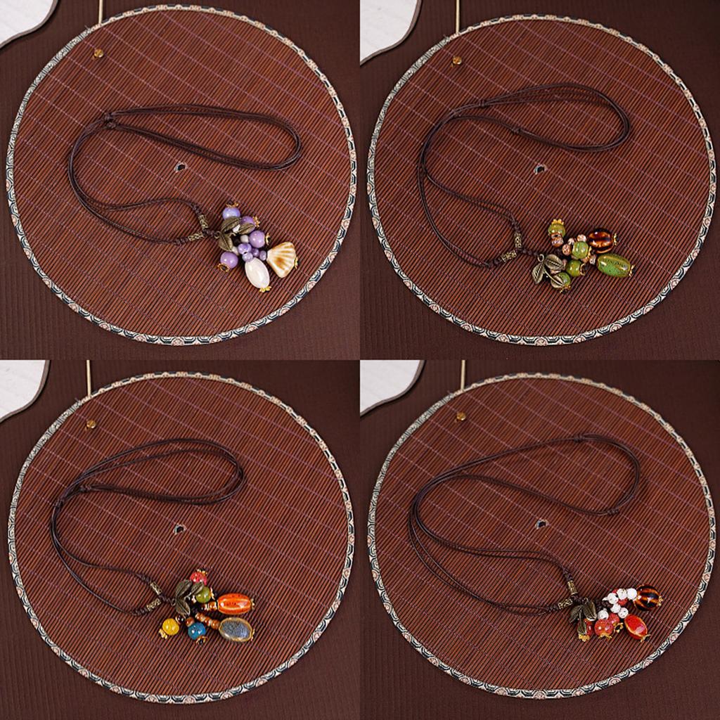 Handmade Ceramic Leaf Necklace Unique Designs Portable Jewelry With Adjustable Chain for Trendy Women Casual Wear