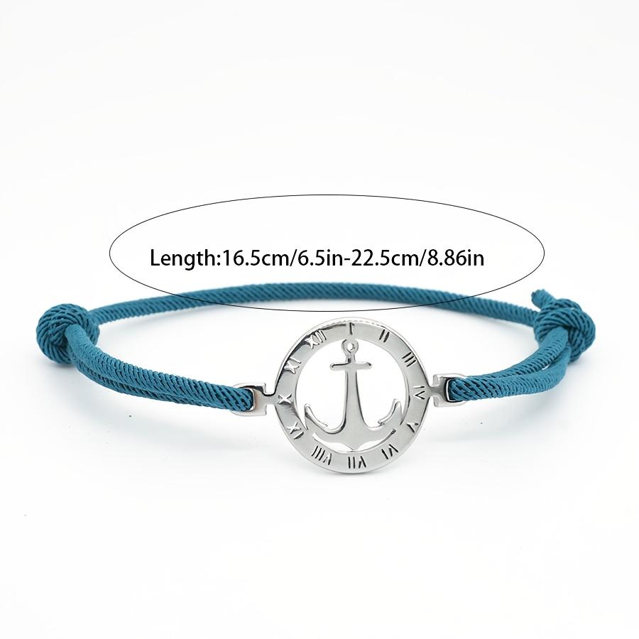 Adjustable Bracelet Easy Woven Wristband 304L 304L Stainless Steel Style Nautical Anchor Bracelet Men'S Beach Vacation Casual Arm Jewelry