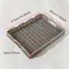 Japanese Wicker Bread Basket with Double Handles - Imitation Rattan Round Serving Tray with Lace