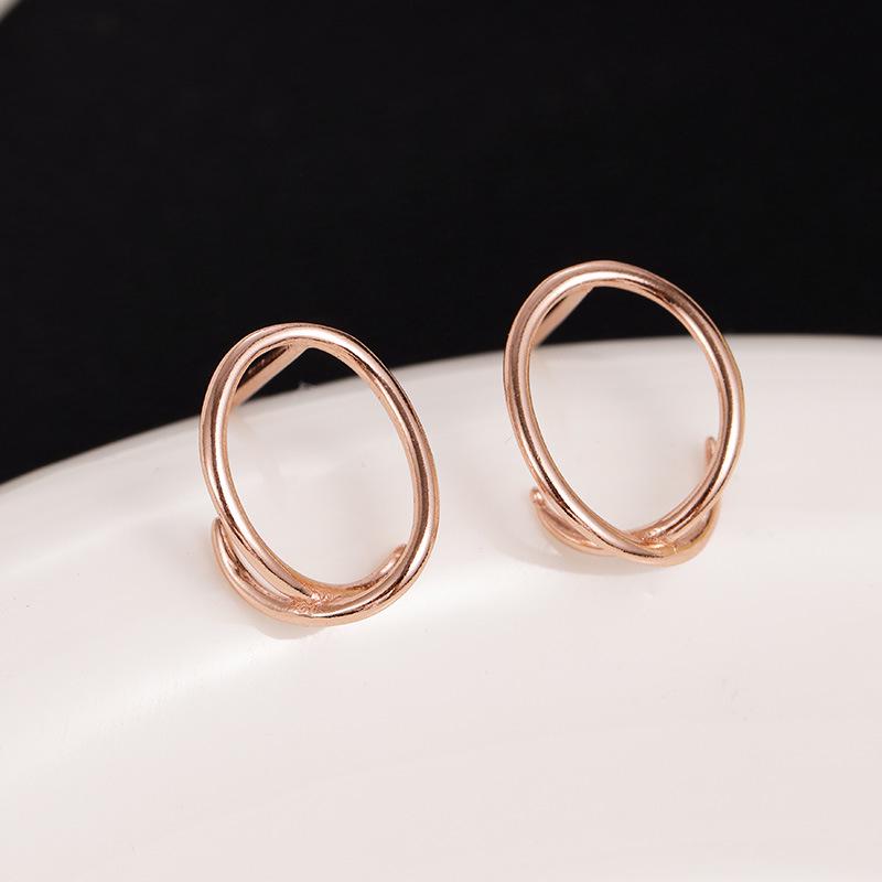 

Banyan Tree S925 Silver Minimalist Geometric Circle Earrings for Women - Niche All-Match New Fashion Jewelry S925 Silver розового золота