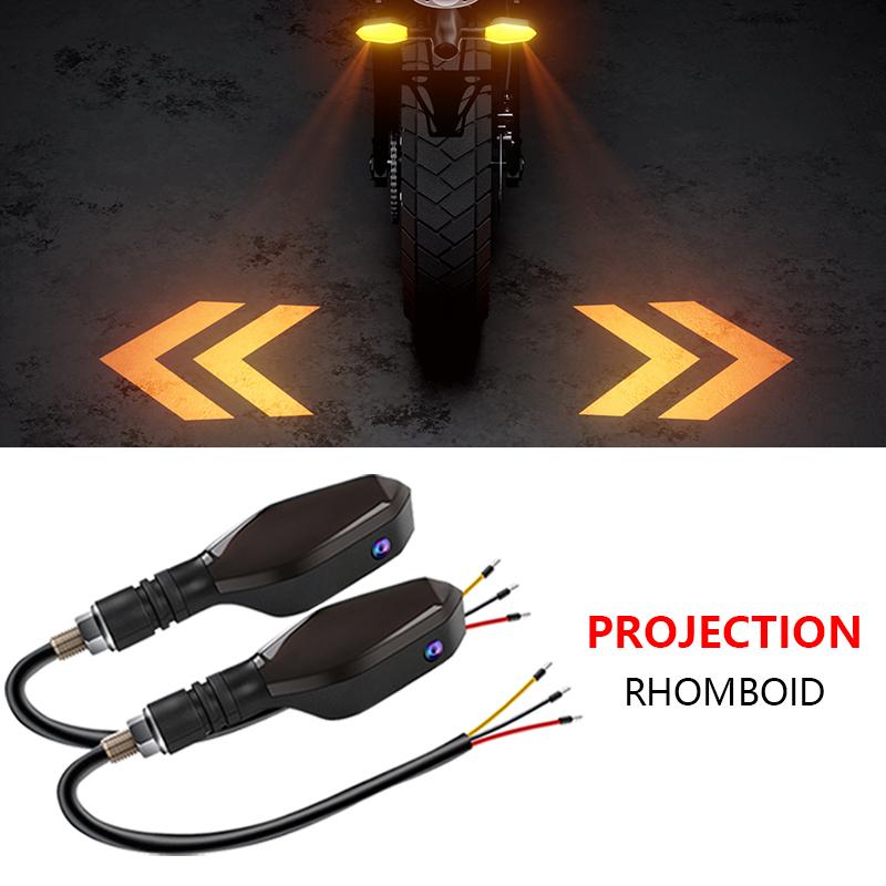 2Pcs Motorcycle Led Turn Signal Indicator Lights Color Projection Lamp Universal Led Moto Sequential Flowing Flash Running Light
