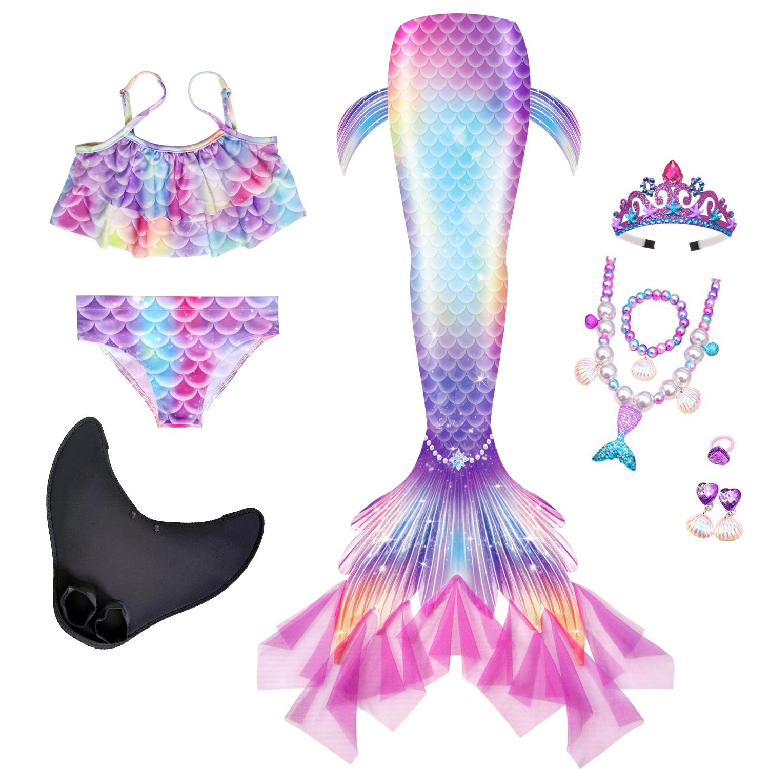 Got Now Zeemeermin Zwempak 3-delige Set voor Meisjes: Staart, Top, Bikini - Verkrijgbaar in S, M, L 110