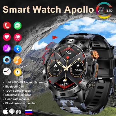 SACOSDING Smart Watches 1.43inch AMOLED Men Outdoor Sport Smartwatch 380mAh Battery Heart Rate Monitor Bluetooth Call Wristwatch