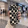 Black White Checkerboard Cherry Heart Quote Wavy Edge Phone Case For iPhone 17 16 15 14 13 12 11 8 7 Plus Pro Max Trendy Cover
