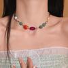 Dopamine Colored Ceramic Bead Necklace Sweet Beauty Instagram Trendy Light Luxury Design High-End Feeling Neck Chain Jewelry
