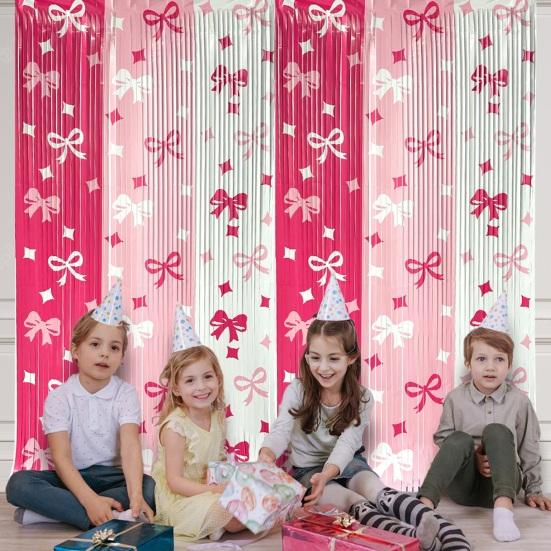 Valentine's Day Foil Fringe Curtain Red White Pink Shiny Tinsel Backdrop Streamer for Wedding Valentine's Day Birthday Parties Photo Booth