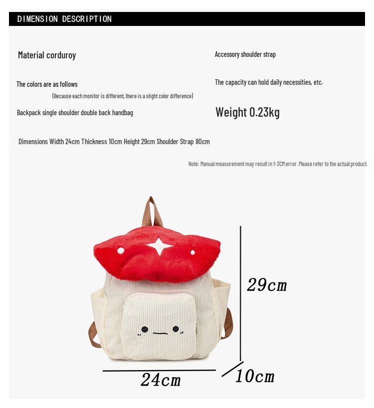 Cross-border Special Supply Faux Rabbit Fur Mushroom Backpack – Large Capacity, Fashionable, Casual for Students
