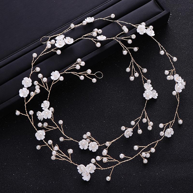 Trendy Pearl Flower Hair Band Headdress Bride Headdress Princess Hair Band Wedding Tiara Gold Headdress Bride Hair Accessories
