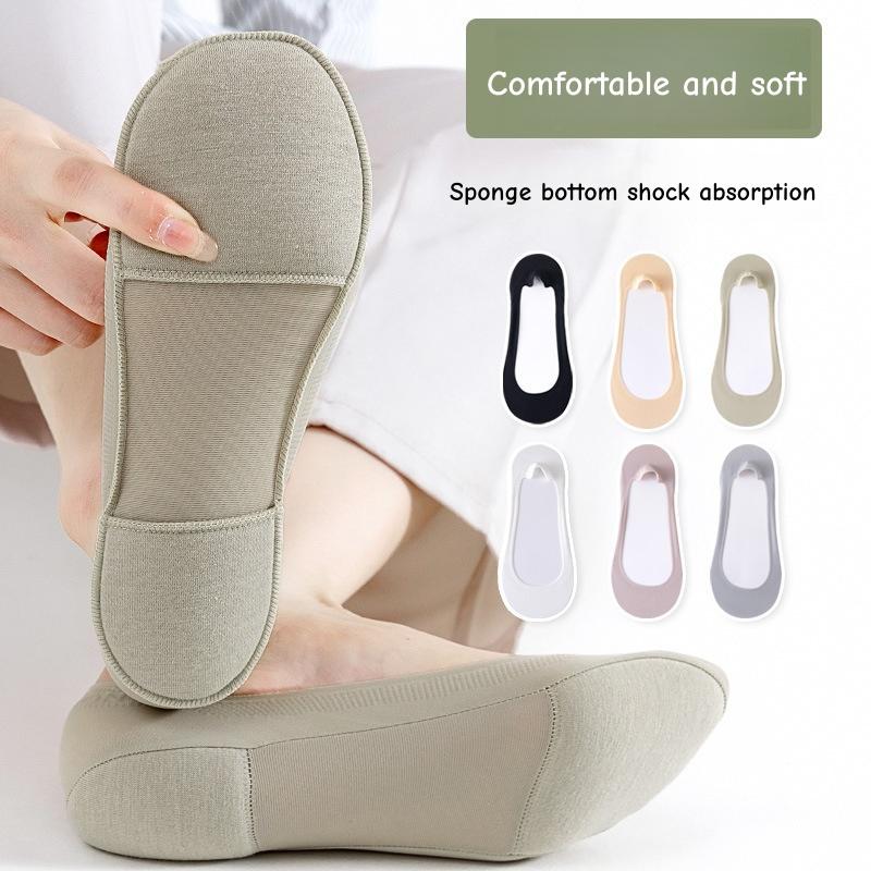 WJN Women's Thin Ankle Boat Socks Summer No Show Breathable Quick Dry Knitted Pain Relief Soft Foam Cushion Anti-Slip