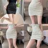 Cotton Blend Irregular Ruffle Mini Skirt With Sequins For Women Spring