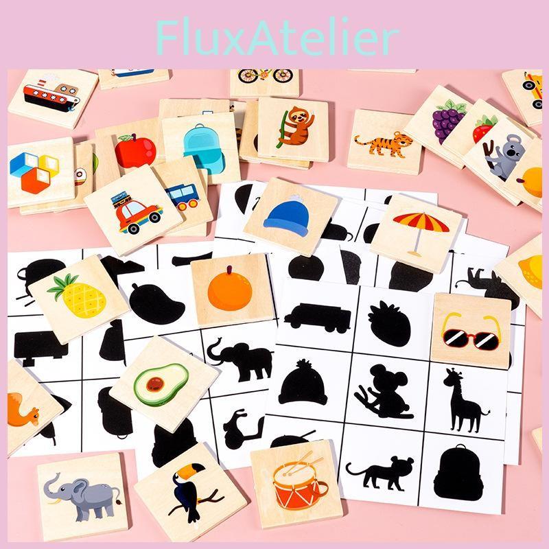 Animal Shadow Wooden Matching Puzzle Game Family Interactive Educational Toy