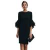 Women's Crew Neck Ruffle Bell Sleeve Mini Dress Loose Fit Elegant Party Dress