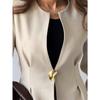 Women's Elegant Collarless Blazer Solid Color Single Button Office Casual Jacket
