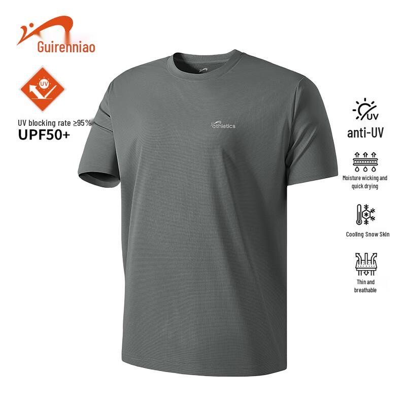 Guirenniao Men s Ice Silk UPF50+ Sun Protection Quick Dry T-Shirt 2XL