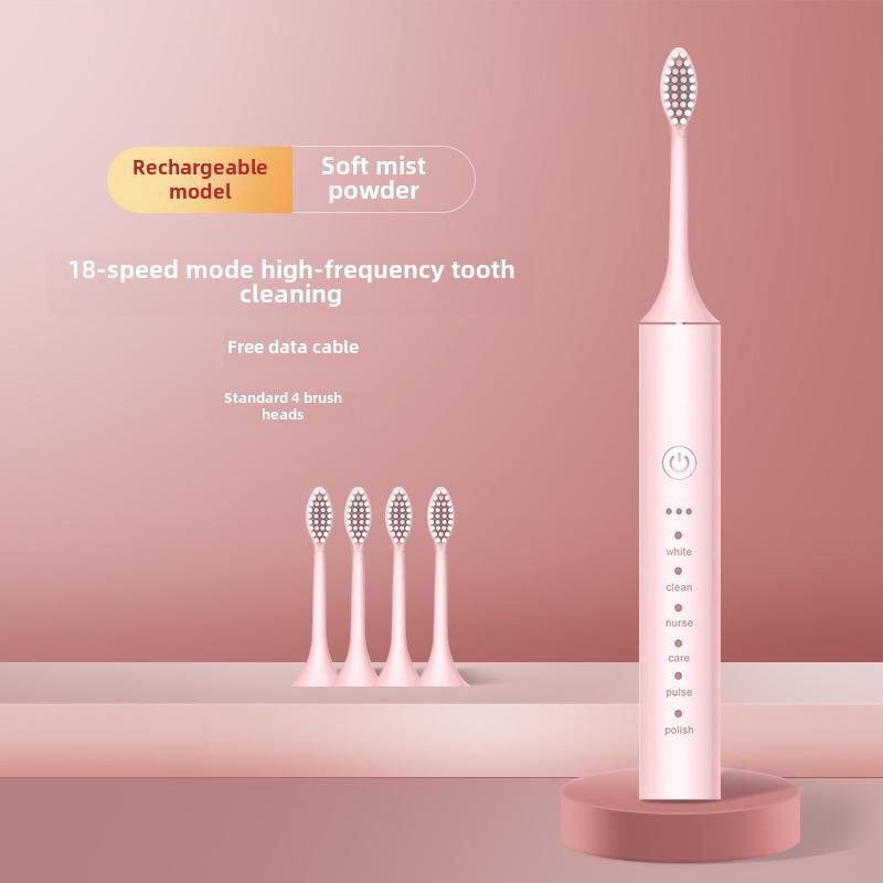 Unisex Rechargeable Ultrasonic Toothbrush with Soft Bristles for Travel and Home Use