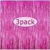3Pack Valentines Day Party Backdrop Decorative Curtains Bachelorette Party Backdrop Metallic Foil Tinsel Fringe Curtain Christma