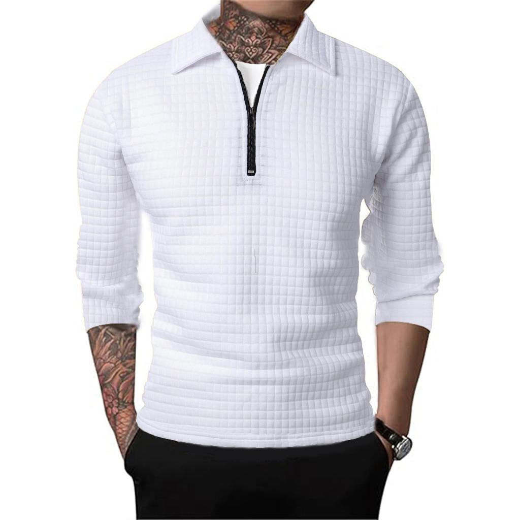 Jesień i Zima Nowa Męska Stójka Półzamek Długi Rękaw Niemiecki Aksamit Ciepła Koszulka Spodnia Męska Bluza z Kapturem