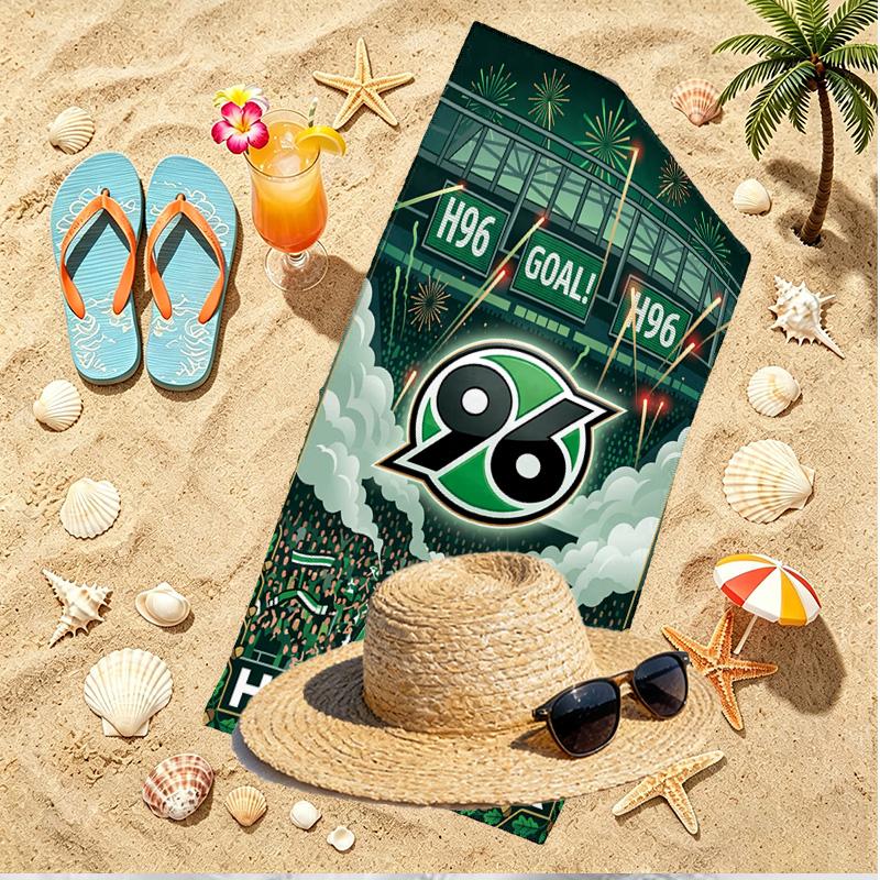 Hannover 96 Football Print Beach Towel, Versatile Lightweight Absorbent Beach Towel for Pool Surf Yoga Bathroom, Perfect Birthday Holiday Gift