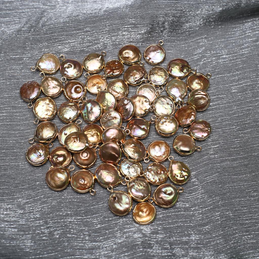 1/3/5Pcs Golden Artificial Pearl Baroque Pendant, Bohemian Round Charms for DIY Necklace Hanging Decorative Accessories, Jewelry Making Holiday Gifts