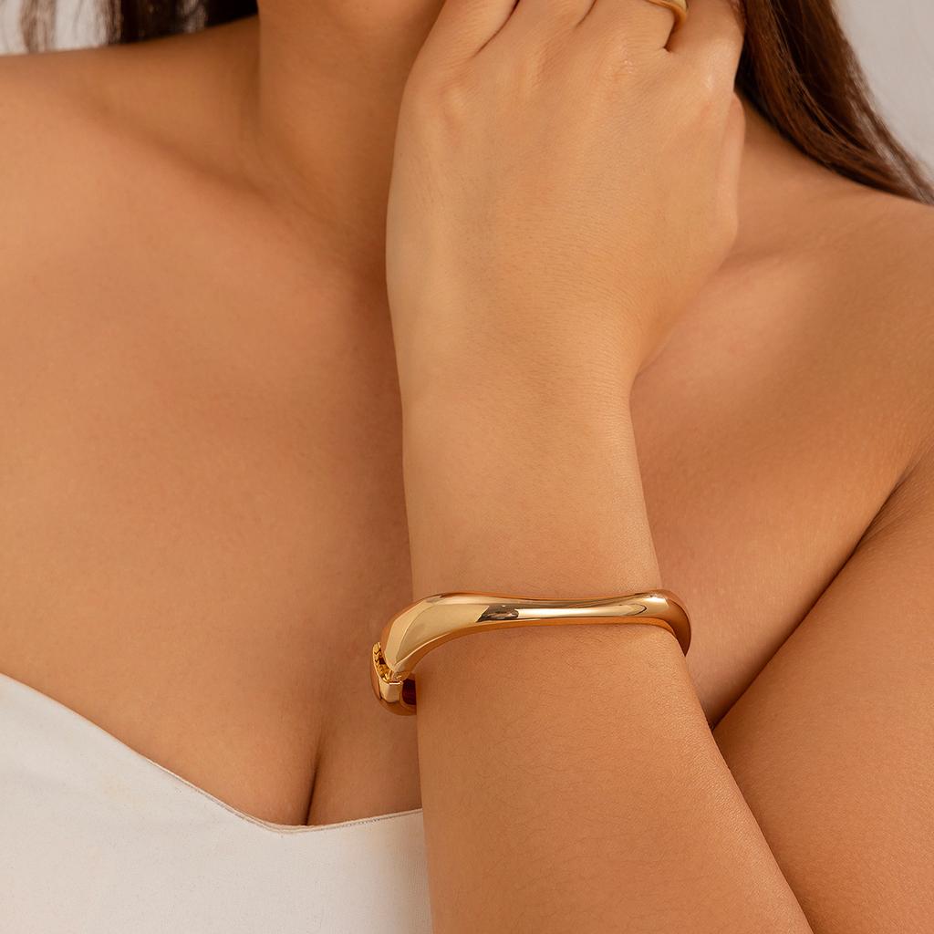 DIEZI Punk Vintage Hip Hop Irregular Cuff Bangles Fashion Gold Silver Color Metal Bangle For Women Men Gift Pulseras Bracelets