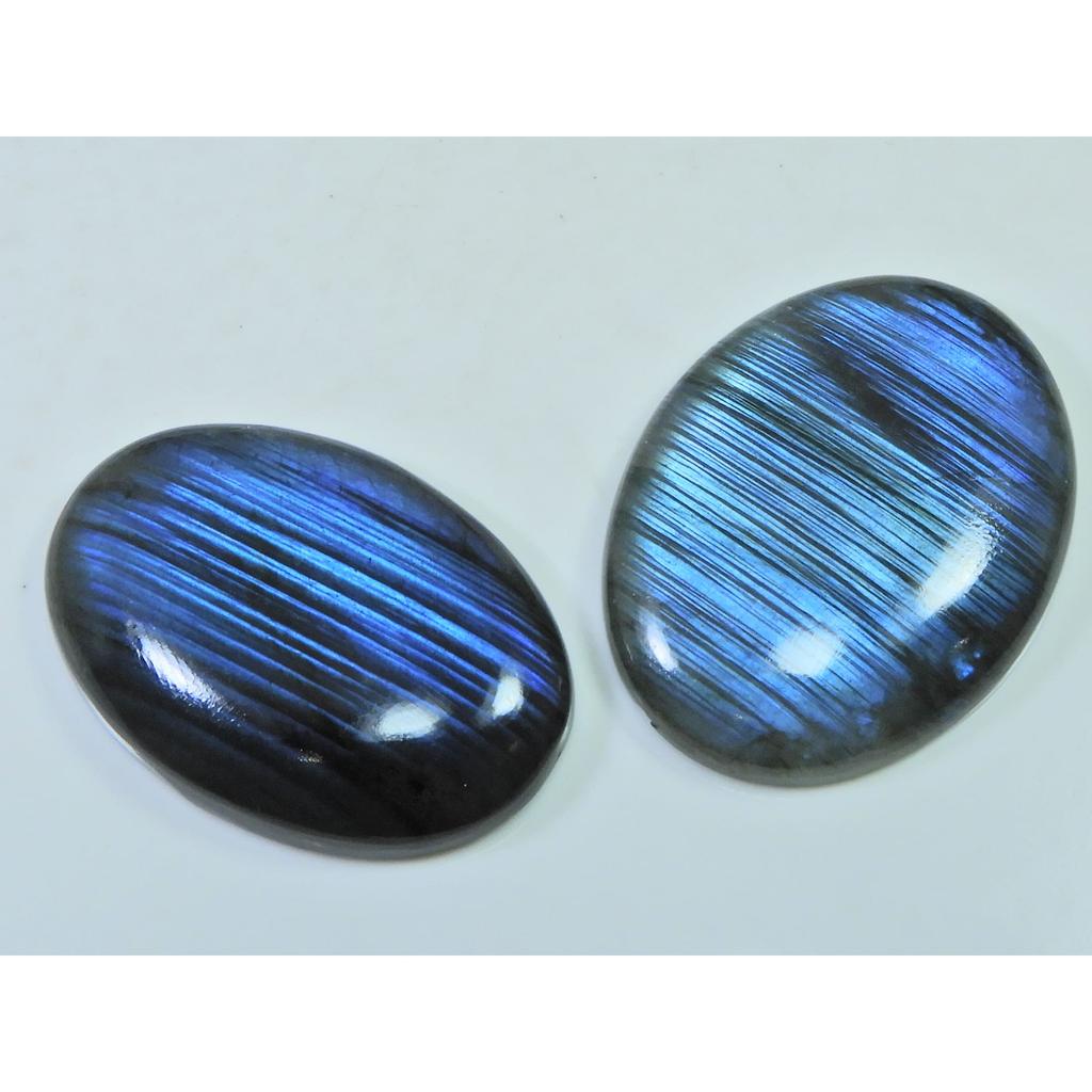 39-40 MM Natural Labradorite Multi Oval Cabochon Loose Gemstone 2 Pcs Lot D-177